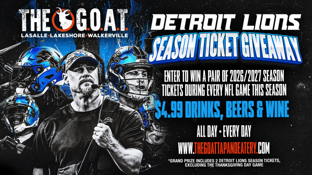 Win a Detroit Lions Season Package at The GOAT Tap & Eatery!