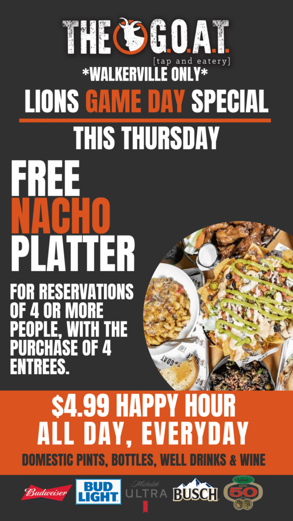 This Thursday Only: Free Nacho Platter at The GOAT Walkerville!